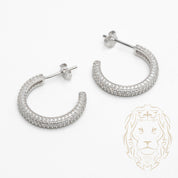 Studs - Argent faux hoop pavé de cz 3mm X 15mm - BOS369