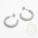 Studs - Argent faux hoop pavé de cz 3mm X 15mm - BOS369