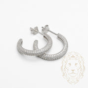 Studs - Argent faux hoop pavé de cz 3mm X 15mm - BOS369