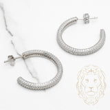 Studs - Argent faux hoop pavé de cz 3mm X 20mm - BOS370