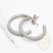 Studs - Argent faux hoop pavé de cz 3mm X 20mm - BOS370