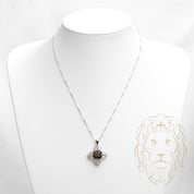 Ensemble - Argent collier pendentif fleur brune en pierres cz & boucles d'oreilles - ENS006