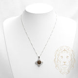 Ensemble - Argent collier pendentif fleur brune en pierres cz & boucles d'oreilles - ENS006