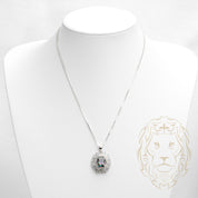 Ensemble - Argent collier pendentif halo en cz coupe baguette avec pierre mauve & boucles d'oreilles - ENS010