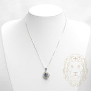 Ensemble - Argent collier pendentif halo en fleur avec pierre cz mauve & boucles d'oreilles - ENS012