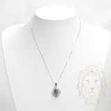 Ensemble - Argent collier pendentif halo en fleur avec pierre cz mauve & boucles d'oreilles - ENS012