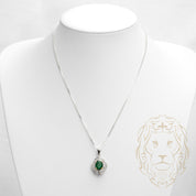 Ensemble - Argent collier pendentif halo en fleur avec pierre cz verte & boucles d'oreilles - ENS013