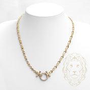 Collier - Or 14K deux tons jaune & blanc XO avec cerlce pavé de diamants naturels 0.15CT - CHGD013