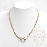 Collier - Or 14K deux tons jaune & blanc XO avec cerlce pavé de diamants naturels 0.15CT - CHGD013