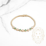 Bracelet - Or 14K jaune trèfles chanceux en diamants natuels 0.10CT & émeraudes - BRGD019