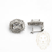 Ensemble - Argent collier pendentif halo en cz coupe baguette & boucles d'oreilles - ENS009