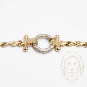 Collier - Or 14K deux tons jaune & blanc XO avec cerlce pavé de diamants naturels 0.15CT - CHGD013