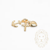 Pendentif - Or 10K jaune stack ancre, coeur & croix - PEG836