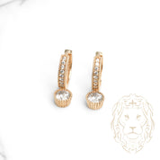 Huggies - Or 10K jaune pavé & microbillé avec pierre cz pendante - BOG892