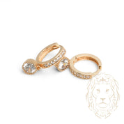 Huggies - Or 10K jaune pavé & microbillé avec pierre cz pendante - BOG892