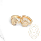 Huggies - Or 10K jaune motif & cercle pavé de cz - BOG893