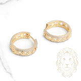 Hoops - 10K Yellow gold clover & cz pave - BOG894