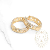 Hoops - Or 10K jaune trèfles & pavé de cz - BOG894