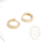 Hoops - Or 10K jaune strié & pavé de cz - BOG895