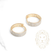 Hoops - Or 10K deux tons jaune & blanc pavé de cz & clé grecque - BOG896