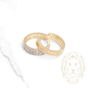 Hoops - Or 10K deux tons jaune & blanc pavé de cz & clé grecque - BOG896