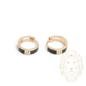 Huggies - Or 10K jaune émail noir & pierre cz - BOG897