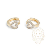 Huggies - Or 10K deux tons jaune & blanc coeur pavé de cz - BOG914