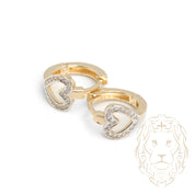 Huggies - Or 10K deux tons jaune & blanc coeur pavé de cz - BOG914