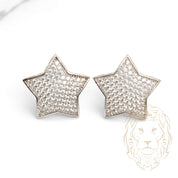 Studs - Or 10K deux tons jaune & blanc étoile pavé de cz - BOG924