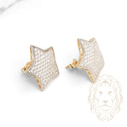 Studs - Or 10K deux tons jaune & blanc étoile pavé de cz - BOG924
