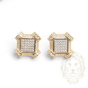 Studs - Or 10K deux tons jaune & blanc carré pavé de cz - BOG925