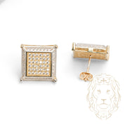 Studs - Or 10K deux tons jaune & blanc carré pavé de cz - BOG926