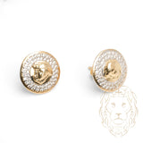 Studs - Or 10K deux tons jaune & blanc méduse pavé de cz - BOG927