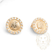 Studs - Or 10K jaune méduse pavé de cz - BOG929