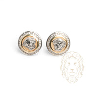 Studs - Or 10K deux tons jaune & blanc méduse pavé de cz - BOG930