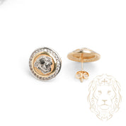 Studs - Or 10K deux tons jaune & blanc méduse pavé de cz - BOG930