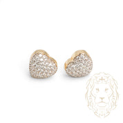 Studs - Or 10K deux tons jaune & blanc coeur pavé de cz - BOG931