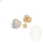 Studs - Or 10K deux tons jaune & blanc coeur pavé de cz - BOG931