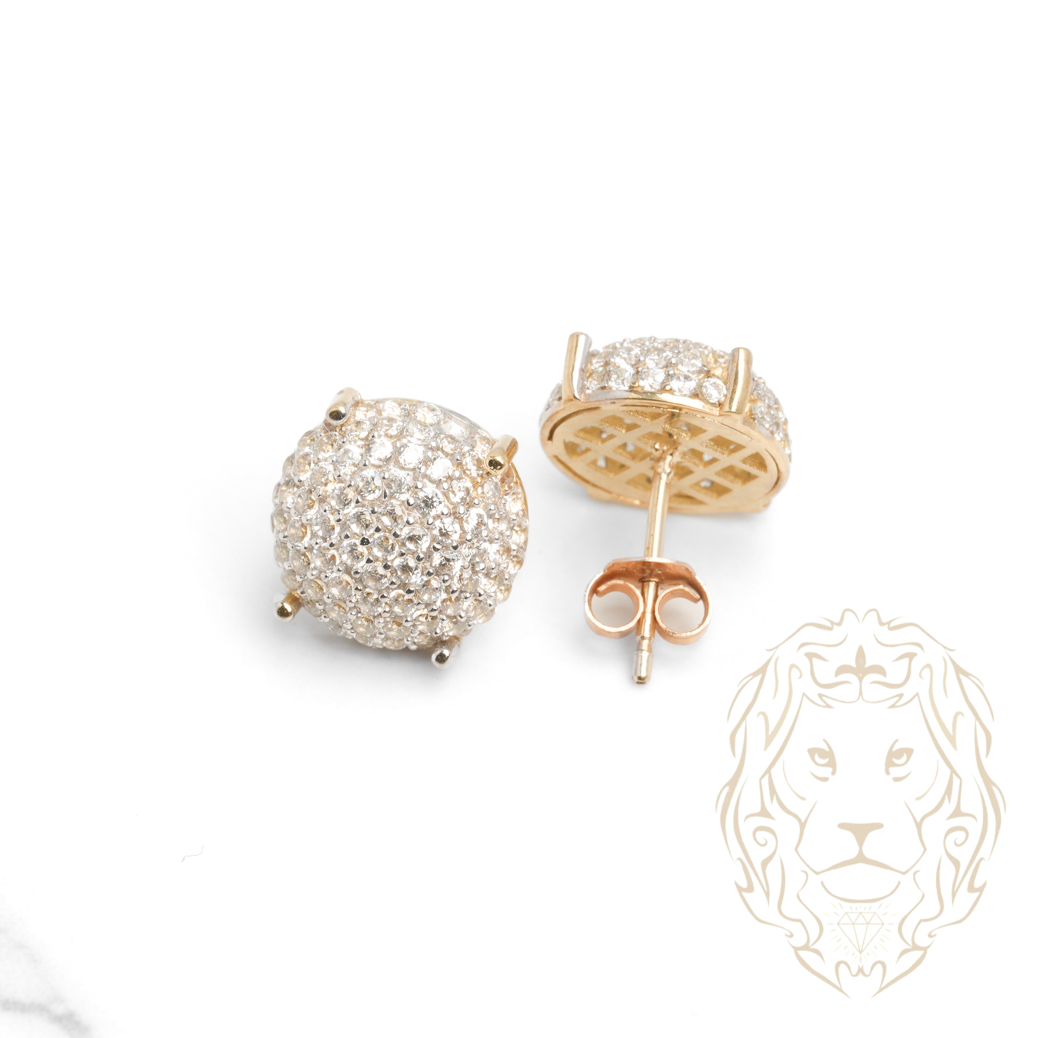 Studs - Or 10K deux tons jaune & blanc cercle pavé de cz - BOG933