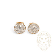 Studs - Or 10K deux tons jaune & blanc méduse pavé de cz - BOG934