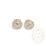 Studs - Or 10K deux tons jaune & blanc méduse pavé de cz - BOG934