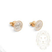 Studs - Or 10K deux tons jaune & blanc méduse pavé de cz - BOG934