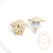 Studs - Or 10K jaune méduse pavé de cz - BOG935