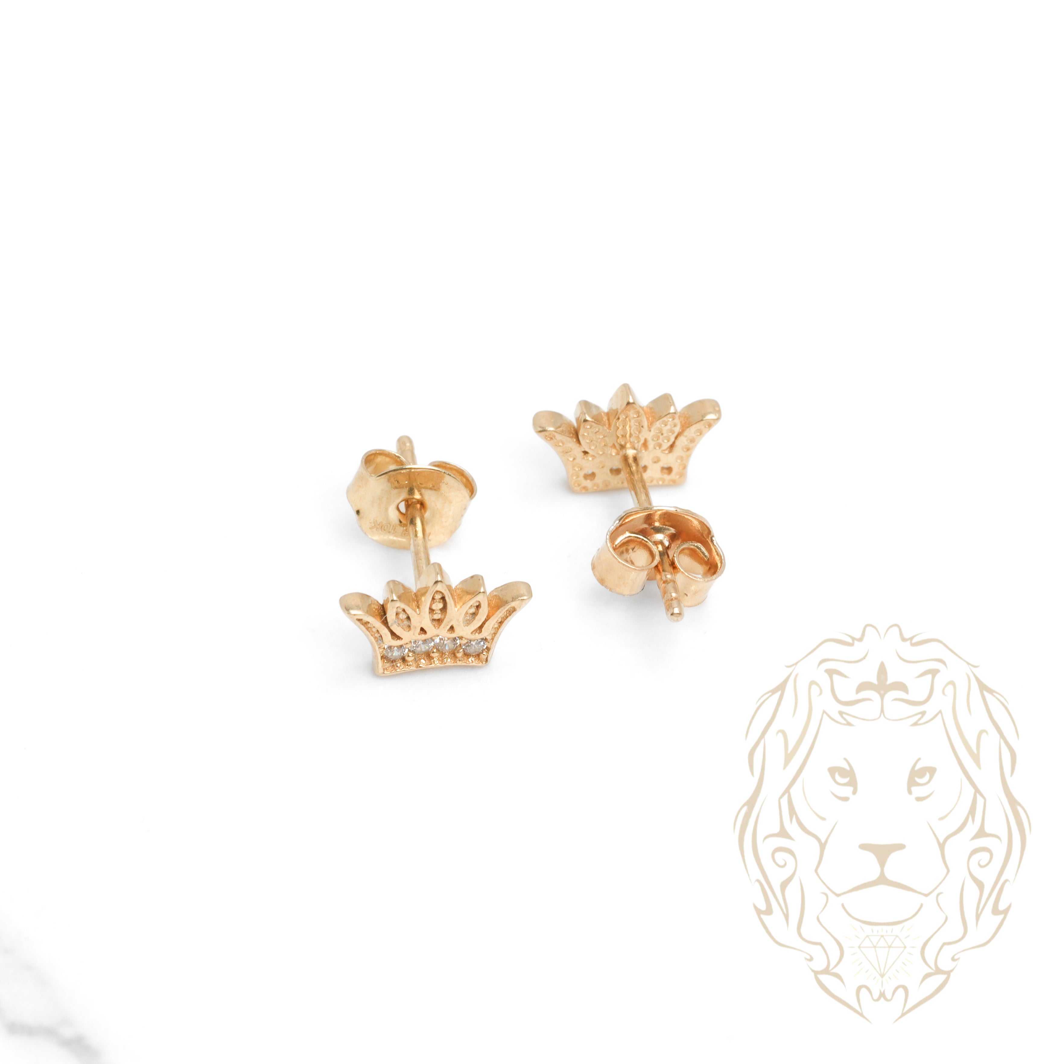 Studs - Or 10K jaune couronne pavé de cz - BOG937