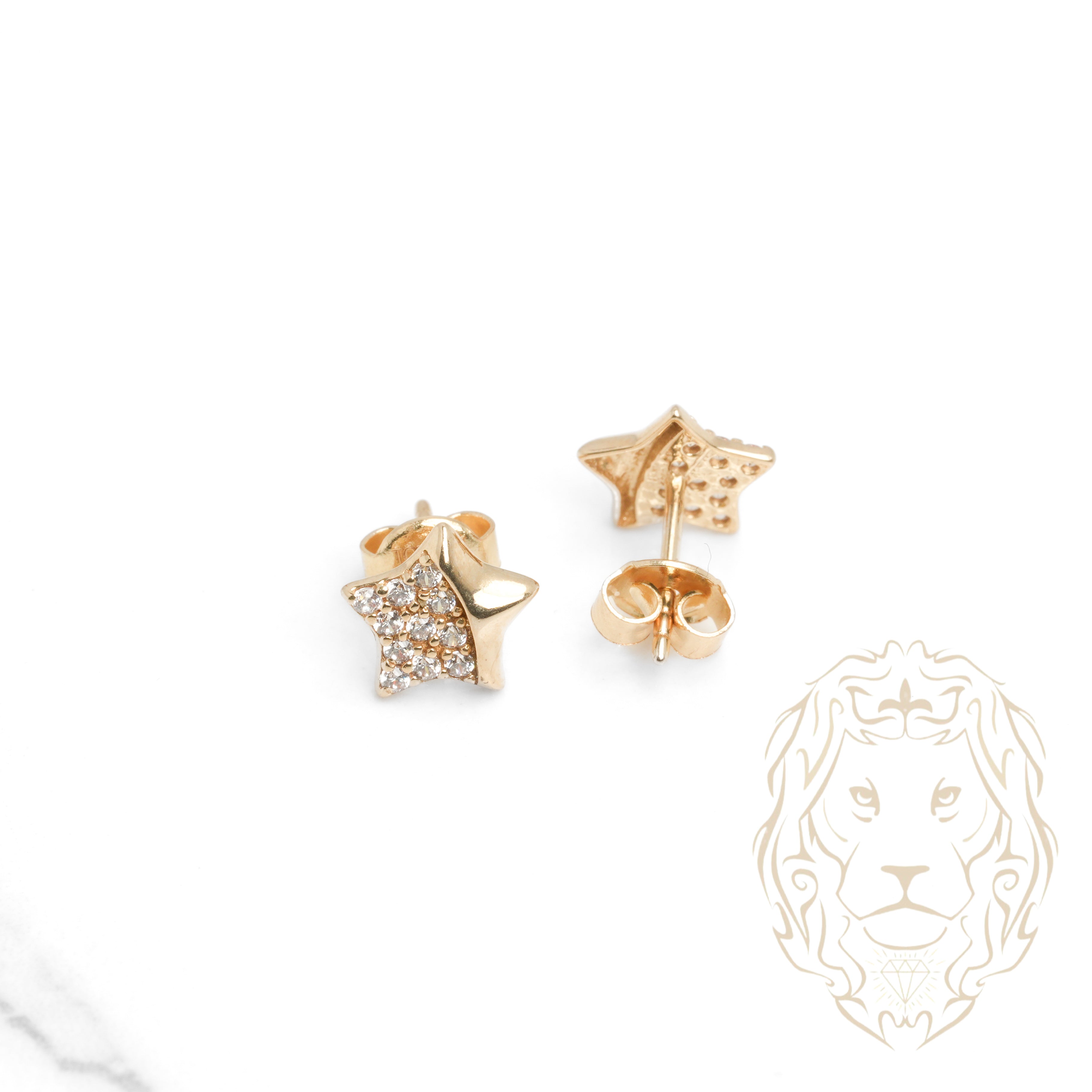 Studs - Or 10K jaune étoile pavé de cz - BOG939