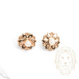 Studs - Or 10K jaune fleur avec perle - BOG940