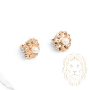 Studs - Or 10K jaune fleur avec perle - BOG940