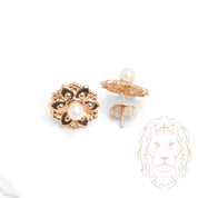 Studs - Or 10K jaune fleur avec perle - BOG940