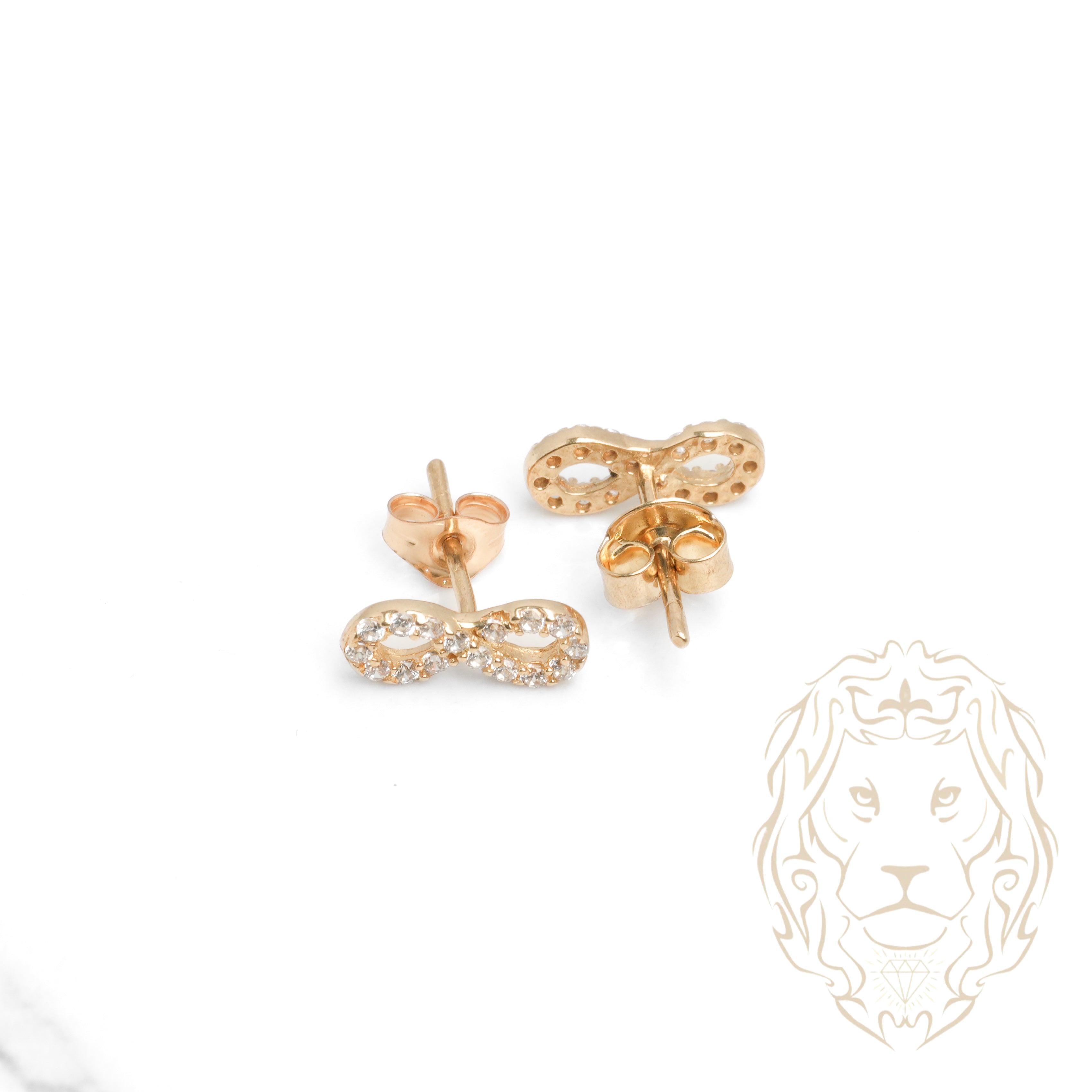 Studs - Or 10K jaune infini pavé de cz - BOG941
