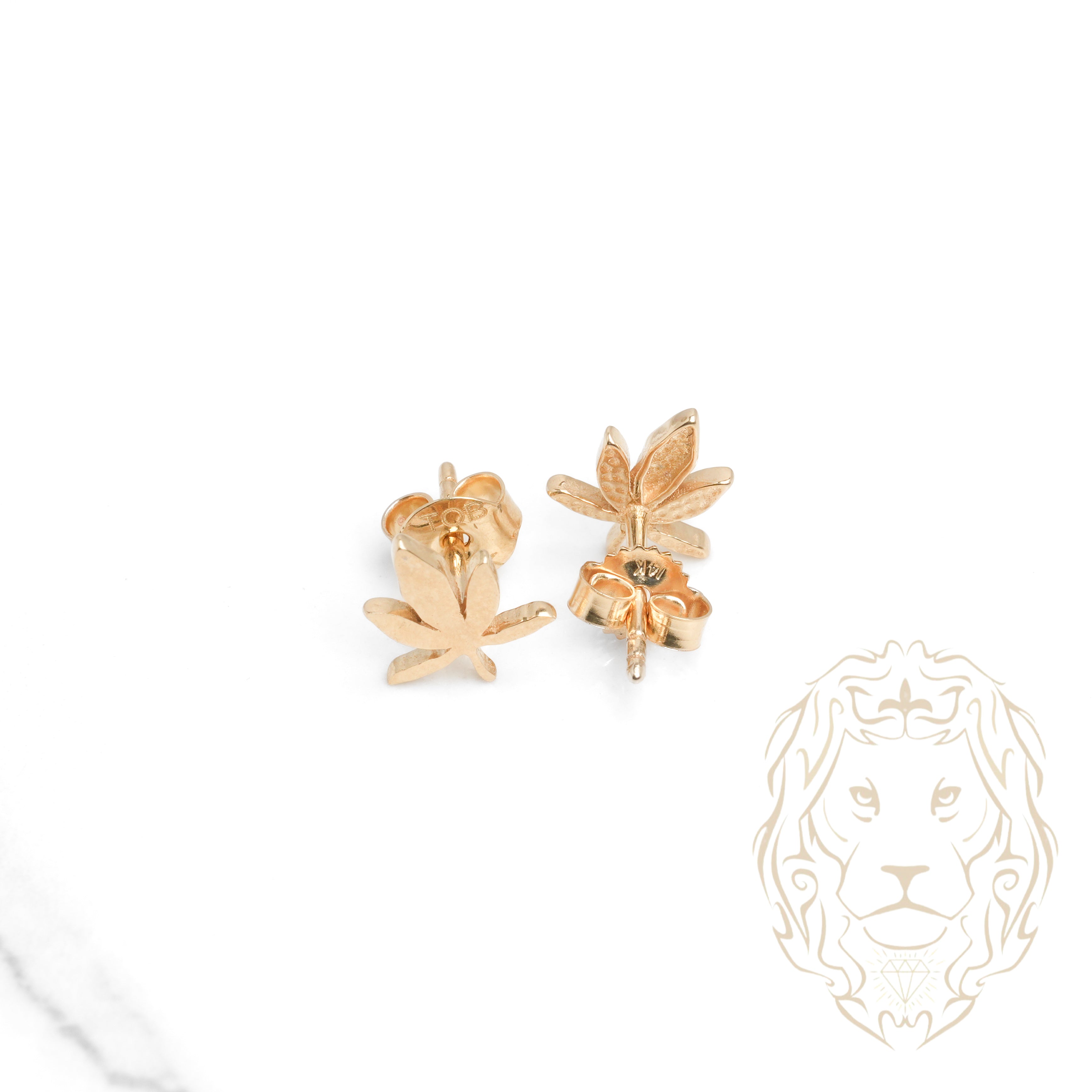 Studs - Or 10K jaune feuille de marijuana - BOG942